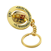 Porte-clés rotatif à 360 degrés personnalisé émail Double face Logo en alliage de zinc porte-clés en métal or filature Spinner porte-clés en gros