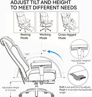 MUCENG 450LBS Chaise de bureau robuste Grande chaise de direction 450LBS Cuir PU Repose-pieds rembourré Accoudoirs lombaires