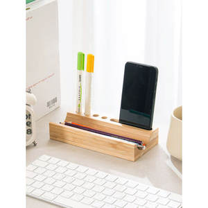 Bambù e metallo scrivania Organizer 17.5X8.5X3 cm per ufficio e soggiorno per tavolo Desktop strumento di stoccaggio - Product Image 1