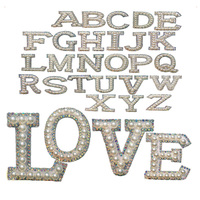 Patchs thermocollants en lettres de perles et strass, appliques alphabétiques, embellissements adhésifs à chaud pour vêtements, sacs, chapeaux et artisanat