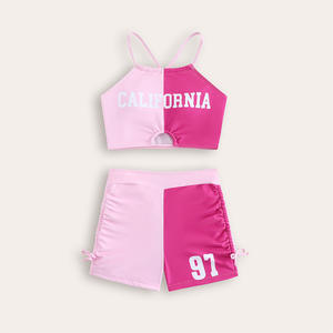 Custom Patchwork Color Two Piece Swimwear High Quality Children <strong>Girls</strong> High Waist Bikini Beach Wear 2026 European <strong>American</strong> Style - Product Image 2