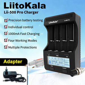 Chargeur intelligent LCD LiitoKala Lii-500 Pro amélioré avec adaptateur, 4 modes de fonctionnement, testeur de capacité de batterie et <span class=keywords><strong>ACIR</strong></span> - Product Image 1