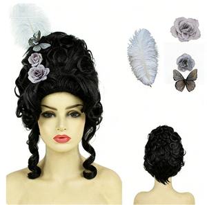 Peluca Victoriana para Disfraz Rococó, Peluca del Siglo XVIII, Cabello Barroco, Peluca Vintage de Reina con Rizos Altos, <span class=keywords><strong>Pelucas</strong></span> Sintéticas para Disfraces - Product Image 5