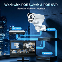 Caméra bullet IP PTZ Dakang 5MP POE avec zoom 10X, 4 LED en rangée, vision nocturne 60M, capteur CMOS, étanche IP66, H.265