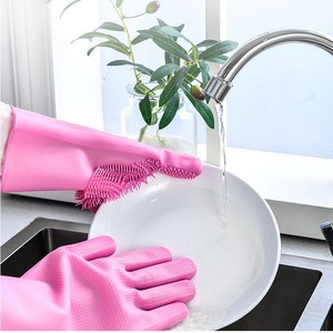 Silicone <b>Thin</b> Waterproof Household <b>Gloves</b> Multifunctional Kitchen Cleaning Dishwashing Pet Bathing Women's - Product Image 2