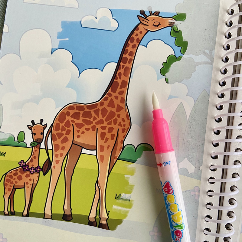 EN71 ASTM прошедшая обработку водой книга для обучения водной раскраски в морском стиле альбом для раскрашивания водой животных