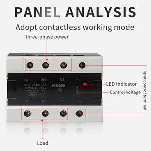 KANE 3相<span class=keywords><strong>AC</strong></span>制御<span class=keywords><strong>AC</strong></span>リレーSSR-10A 25A 40A 60A 80A 100A 3相SSR 70-280VAC to 24-480VACソリッドステートリレーモジュール - Product Image 2