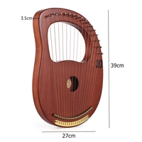 Lyre en bois Walter.t WH-16 à 16 cordes, cordes métalliques, instrument à cordes en bois massif avec sac de transport, clé d'accordage, nettoyage
