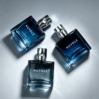 Meilleur prix, flacon de parfum en verre carré de 30 ml, flacon de parfum bleu vide, flacon de parfum en stock avec vaporisateur et couvercle, 50 ml, 100 ml