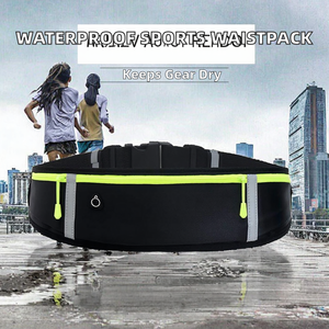 Sac banane de course en nylon noir avec bandes réfléchissantes et fermeture éclair vert fluo pour les sports de plein air - Product Image 2