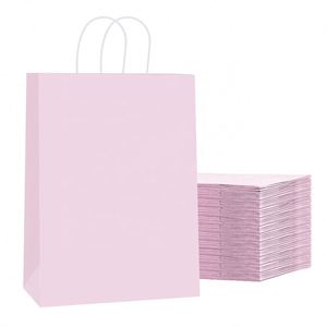 Bolsas de Papel Kraft Blancas Pequeñas Ecológicas para Navidad, con Asas de Colores, para Tiendas de Abarrotes, al por Mayor, Baratas, de Buena Calidad, para Regalos - Product Image 1