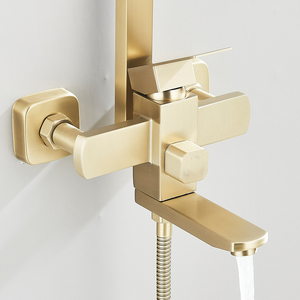 Garanzia di alta qualità 10 anni spazzolato oro 304 in acciaio inox miscelatore acqua calda fredda rubinetto completo <span class=keywords><strong>bagno</strong></span> doccia rubinetto <span class=keywords><strong>Set</strong></span> - Product Image 3