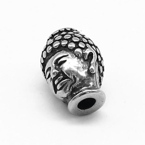 yunnique Buddha Head Pendant Stainless Steel Retro Round <b>Spacer</b> Bead For Bracelet Making Jewelry Findings Components - Product Image 2