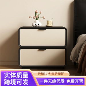 Mesita de noche moderna color crema con dos cajones para almacenamiento en el dormitorio - Product Image 2