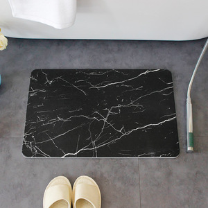แผ่นรองอาบน้ำดินไดอะตอมเมียส์ลายหินอ่อนสีดำทรงสี่เหลี่ยมผืนผ้า ดูดซับน้ำได้ดี กันลื่น แห้งเร็ว สไตล์นอร์ดิก - Product Image 1