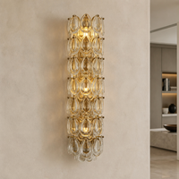 Applique murale moderne en cuivre et verre cristal, faite à la main, dorée, de luxe, pour salon, villa, intérieur, chambre à coucher