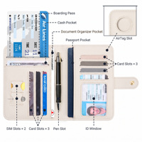 Porte-passeport en similicuir anti-RFID avec bouton, organisateur de documents multi-cartes, élégant support de voyage pour AirTag – Prix entrepôt