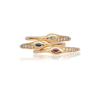 LOZRUNVE Bague en argent sterling 925 or 18 carats cristal délicat oeil de marquise oiseau animal empilable