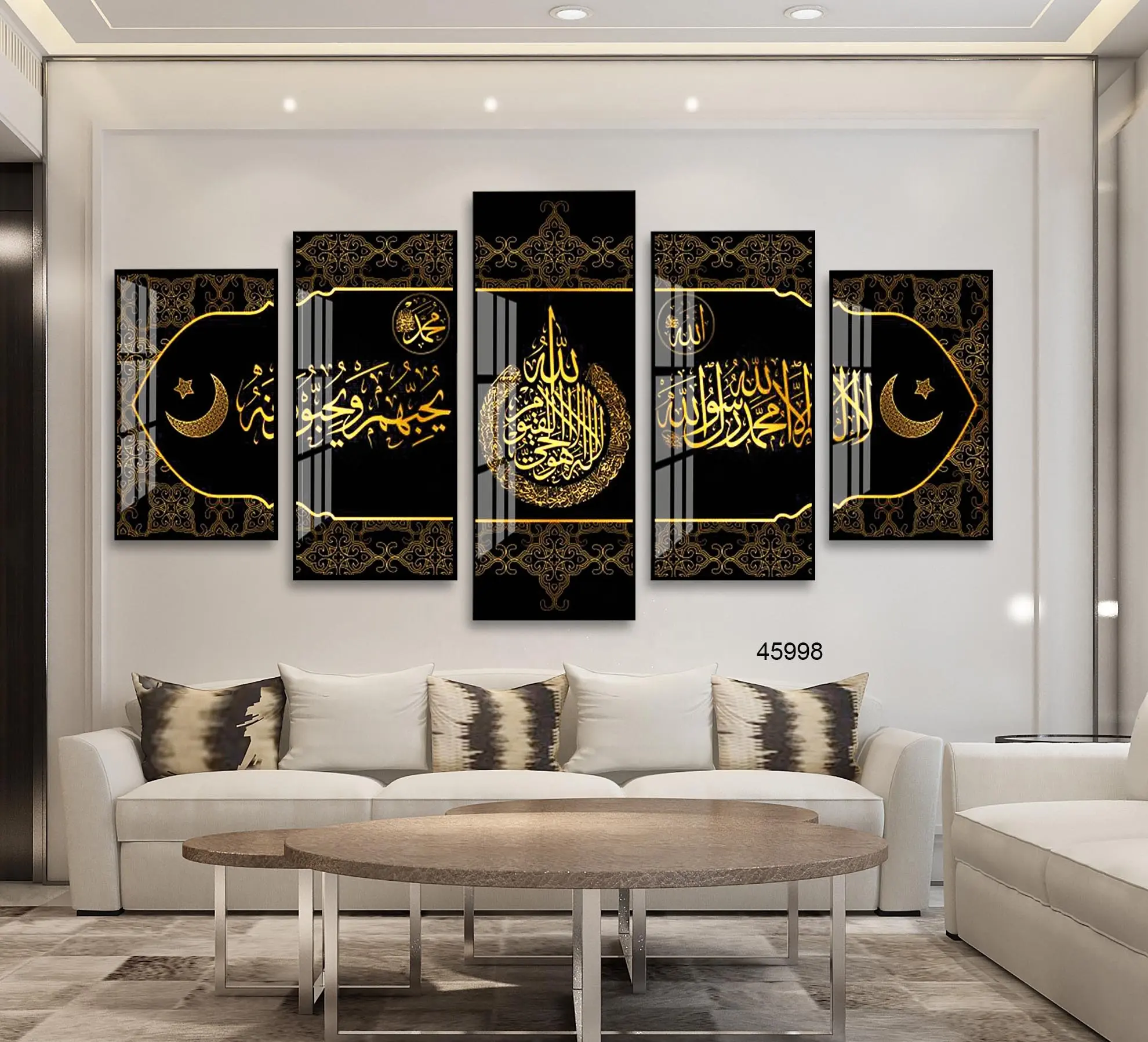 5 פנל אסלאמי קיר אמנות האסלאמי קליגרפיה מודפס קיר אמנות המוסלמי האיסלאם קריסטל פורצלן ציור