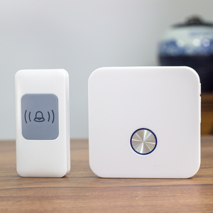 กระดิ่งไร้สายแบบชาร์จไฟได้ระยะเวลาสแตนด์บายยาวนาน300เมตรตัวรับสัญญาณ1ตัว + เครื่องส่งสัญญาณ1ตัวสำหรับโรงแรมโรงเรียนโรงพยาบาลแบตเตอรี่ - Product Image 1