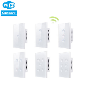 Nouveau produit de maison intelligente <span class=keywords><strong>Wifi</strong></span> 1 commutateur de groupe avec bouton tactile concave en verre neutre en option AU US 1/2/3/4/5/6 interrupteur Tuya à clé - Product Image 3