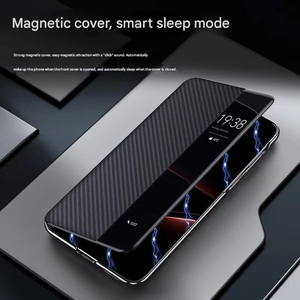 Funda magnética inteligente con Tapa de cuero con patrón de <span class=keywords><strong>fibra</strong></span> de carbono para Huawei Mate 70 Pro +/ 70 Pro, funda protectora con todo incluido - Product Image 3
