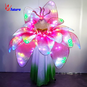 Fantasia Moderna para Performance Adulta, Vestido de Dança de Salão com Flores Sexy e Manga Longa - Product Image 3