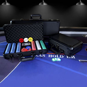 Vente flash : 500 pièces de boîtes en aluminium noir avec logo, vides, durables, pour le rangement de jetons de <span class=keywords><strong>poker</strong></span> de 40 à 43 mm et accessoires de casino - Product Image 6