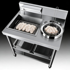 Máquina Profesional para Rebozar y Cubrir Alimentos, Estación de Trabajo de Acero Inoxidable de Alta Capacidad para Polvo de Pollo en Restaurantes de Comida Rápida - Product Image 4