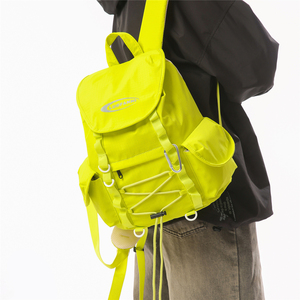 Dropshipping Products 2026 | Neon Yellow Large Capacity <b>Backpack</b>, <b>Waterproof</b> Nylon Lightweight Daypack, Casual Rucksack - Product Image 1