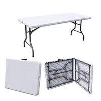 Tables et chaises pliantes en plastique Portable rectangulaire robuste de 8 pieds pour la restauration en plein air