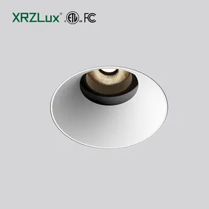 XRZLux lampu sorot LED tersembunyi, lampu sorot AC110V-220V tinggi CRI ETL bulat COB Downlight aluminium 10W plafon tanam