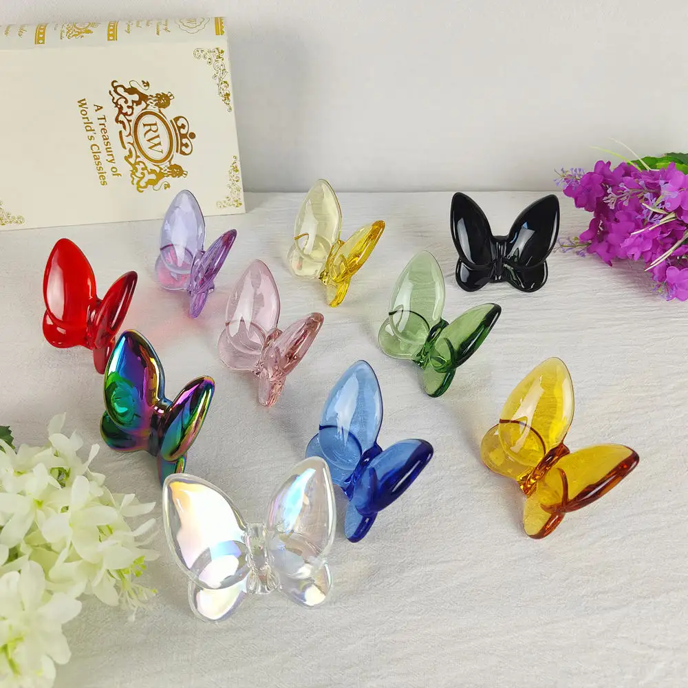 Seni Modern Kerajinan Kupu-kupu Kaca Warna-warni Decore Hewan Figurines Kerajinan untuk Dekorasi Rumah Kantor