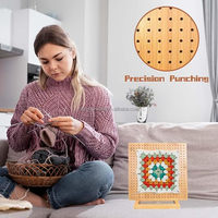 Tapis de blocage pour carrés Granny en bambou, 100 MOQ, avec base en acier, accessoire de couture pour projets de crochet, modèle HZHR
