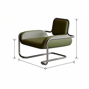 Fauteuil de loisirs en acier inoxydable, design convexe irrégulier, style moderne, luxe léger, noir, blanc et gris, pour salon, canapé individuel - Product Image 2