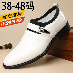 Mocassins en cuir blancs à bout pointu pour hommes, tailles 38-48, semelle intérieure confortable et respirante, chaussures décontractées et habillées à enfiler - Product Image 1