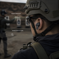 Écouteurs tactiques professionnels 2-en-1 avec réduction de bruit active (ANC) et fonction d'écoute NRR 25dB, bouchons d'oreille électroniques pour la sécurité au tir