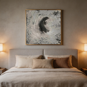 Dipinto Astratto Minimalista in Stile Japandi, Arte su Tela con Texture in Gesso Senza Cornice per Arredamento Moderno - Product Image 5