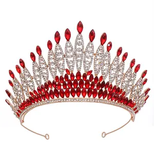 Bride baby red crowns and tiaras 2022 new luxury wedding tiara beads crystal abalorios para tiaras y coronas