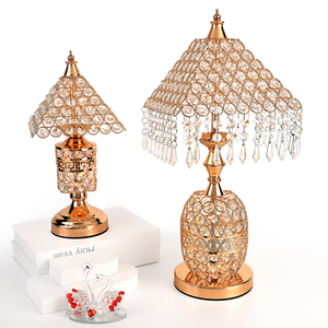 Lámpara de mesa de cristal moderna y brillante, estilo europeo, ideas de regalo de boda de lujo, lámpara de dormitorio dulce, decoración del <span class=keywords><strong>hogar</strong></span>, lámpara dorada - Product Image 2