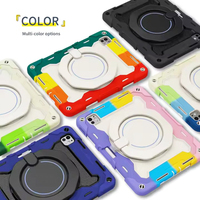 Protection anti-chute double couche silicone + PC pour iPad 10 10,9 pouces 360 °   Support rotatif avec anneau, sangle bandoulière et étui folio