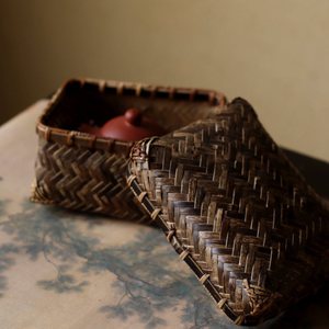 Caja tejida de bambú hecha a mano, estilo rectangular, 1 compartimento para ceremonia del té, organización del hogar, artesanía popular - Product Image 3
