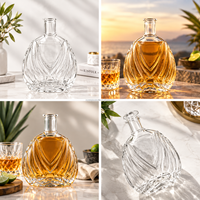 Bouteille en verre sur mesure, 700 ml, 900 g, coupe bouclée, verre super flint, base lourde, pour brandy, whisky, liqueur
