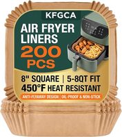 200 pièces de doublures carrées de 8 pouces pour friteuse à air, jetables, anti-éclaboussures, résistantes à la chaleur, en papier sulfurisé antiadhésif, avec bords surélevés, résistantes à l'huile