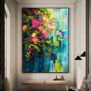 Pintura al Óleo sobre Lienzo Hecha a Mano, Pintura Texturizada, Flores de Verano, Pintura Abstracta, Decoración de Pared Brillante para el Hogar y la Galería - Product Image 1