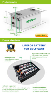 Batterie de chariot de golf au lithium 48V 100Ah 200Ah, batteries de chariot de golf LiFePO4 48 Volts 72Ah 105Ah 160Ah, pack de batteries pour voiturette de golf - Product Image 3