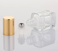Vente en gros de flacons en verre transparents de 5 ml de forme carrée à fond épais pour huiles essentielles et parfums