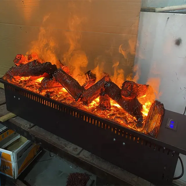 Lareira de vapor de água 3d inteligente, com chama sensível ao toque e queima de madeira, lareira eletrônica