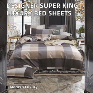 Parure de lit de luxe moderne LeiSen Designer pour très grand lit, tricotée à motif végétal, 300 fils, imprimée, pour chambre à coucher - Product Image 2