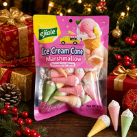 Édition Noël : Cornets de crème glacée saveur fraise avec guimauves en forme mignonne, sachet de 90g, vente en gros, cadeau de fête